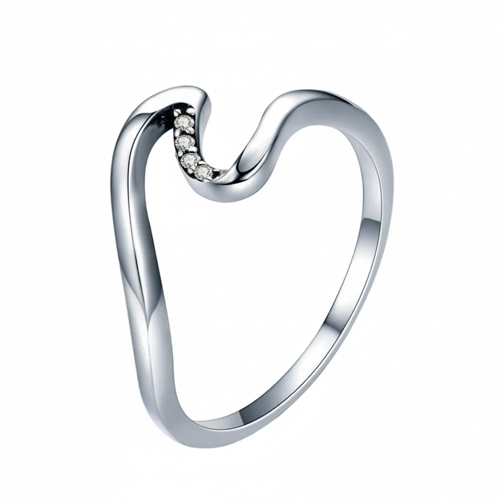 Geometrischer Wellenring aus 925 Sterling Silber