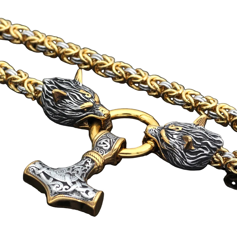 Viking Wolfskopf Halskette aus Edelstahl