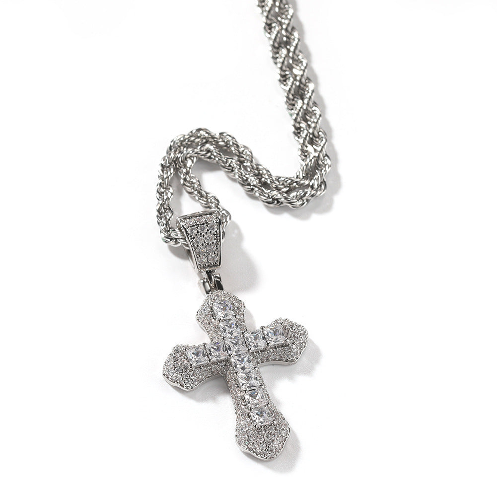Zircon Kreuz Halskette aus Edelstahl