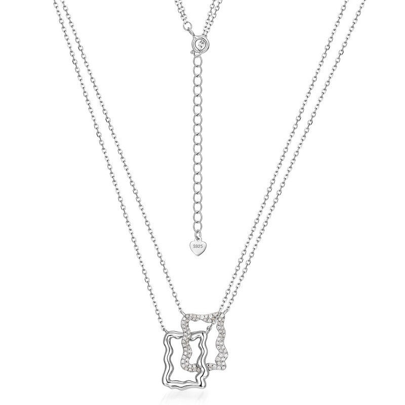 Collana a forma di fiocco di neve geometrico in argento sterling S925