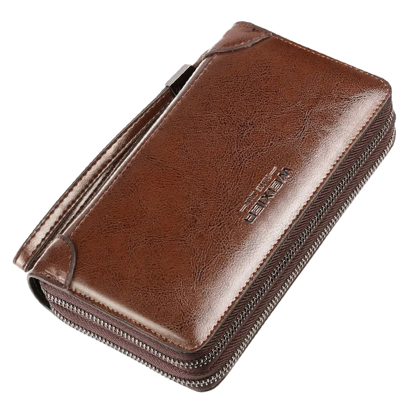 Portefeuille zippé en cuir pour homme