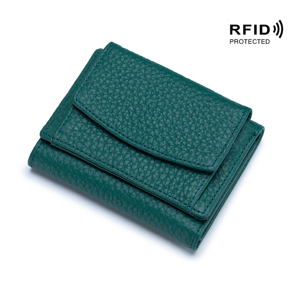 Portefeuille compact unisexe en cuir