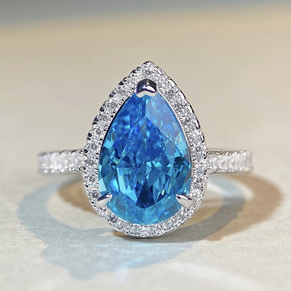 Tropfenförmiger Damenring aus 925 Sterling Silber