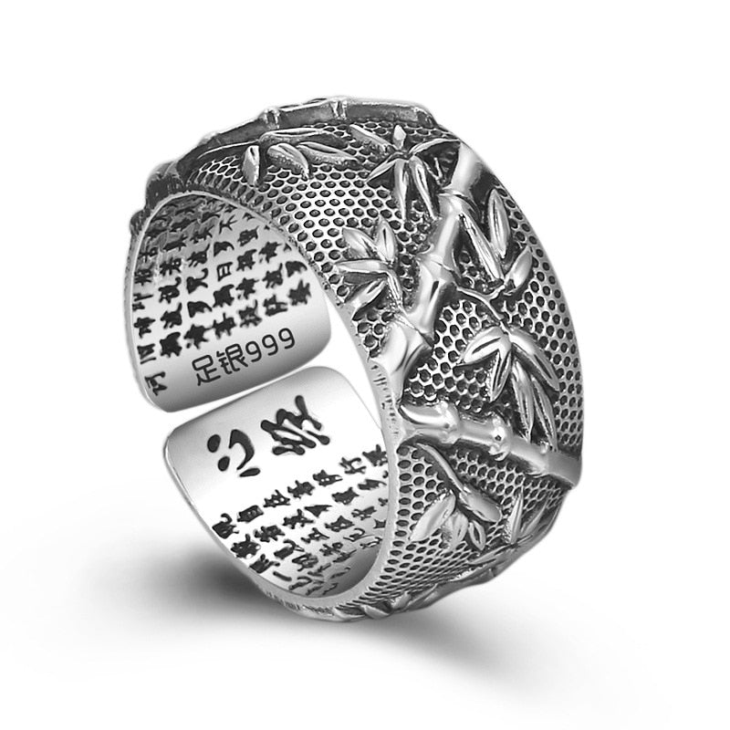 Buddhistischer Herrenring aus 925 Sterling Silber