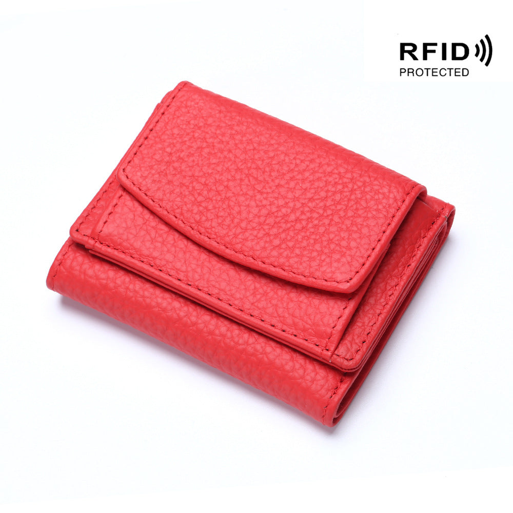 Portefeuille compact unisexe en cuir