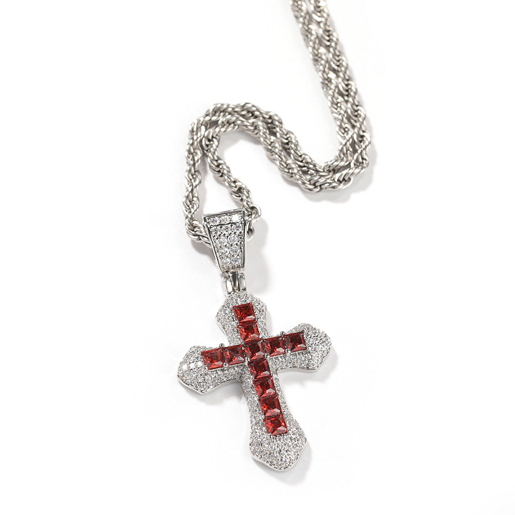 Zircon Kreuz Halskette aus Edelstahl