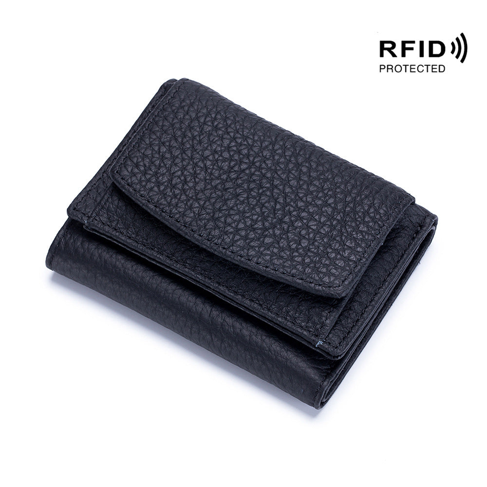 Portefeuille compact unisexe en cuir