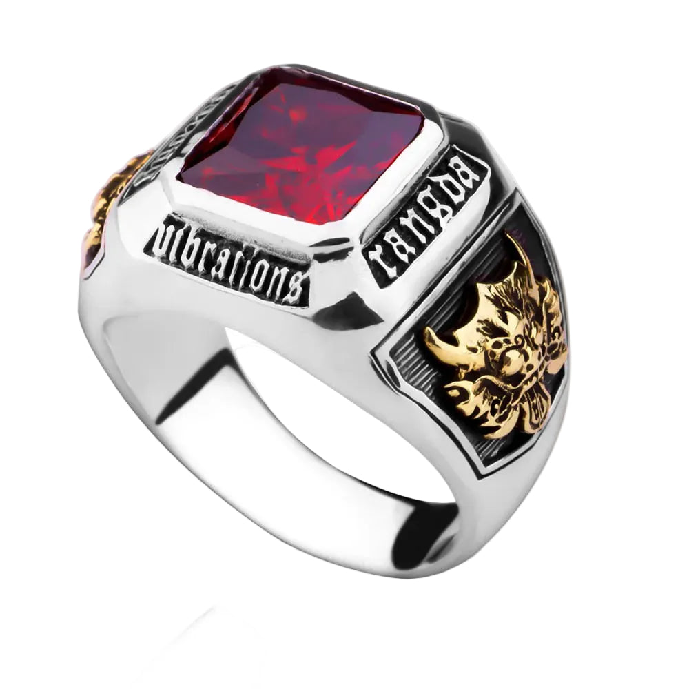 Vintage Herrenring mit Rubin aus 925 Sterling Silber