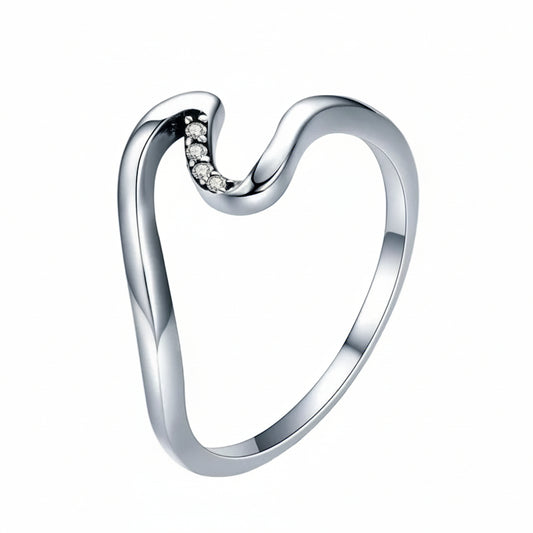 Geometrischer Wellenring aus 925 Sterling Silber