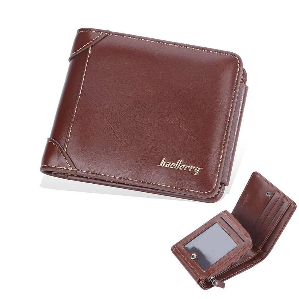 Portefeuille triple pour homme avec fermeture éclair