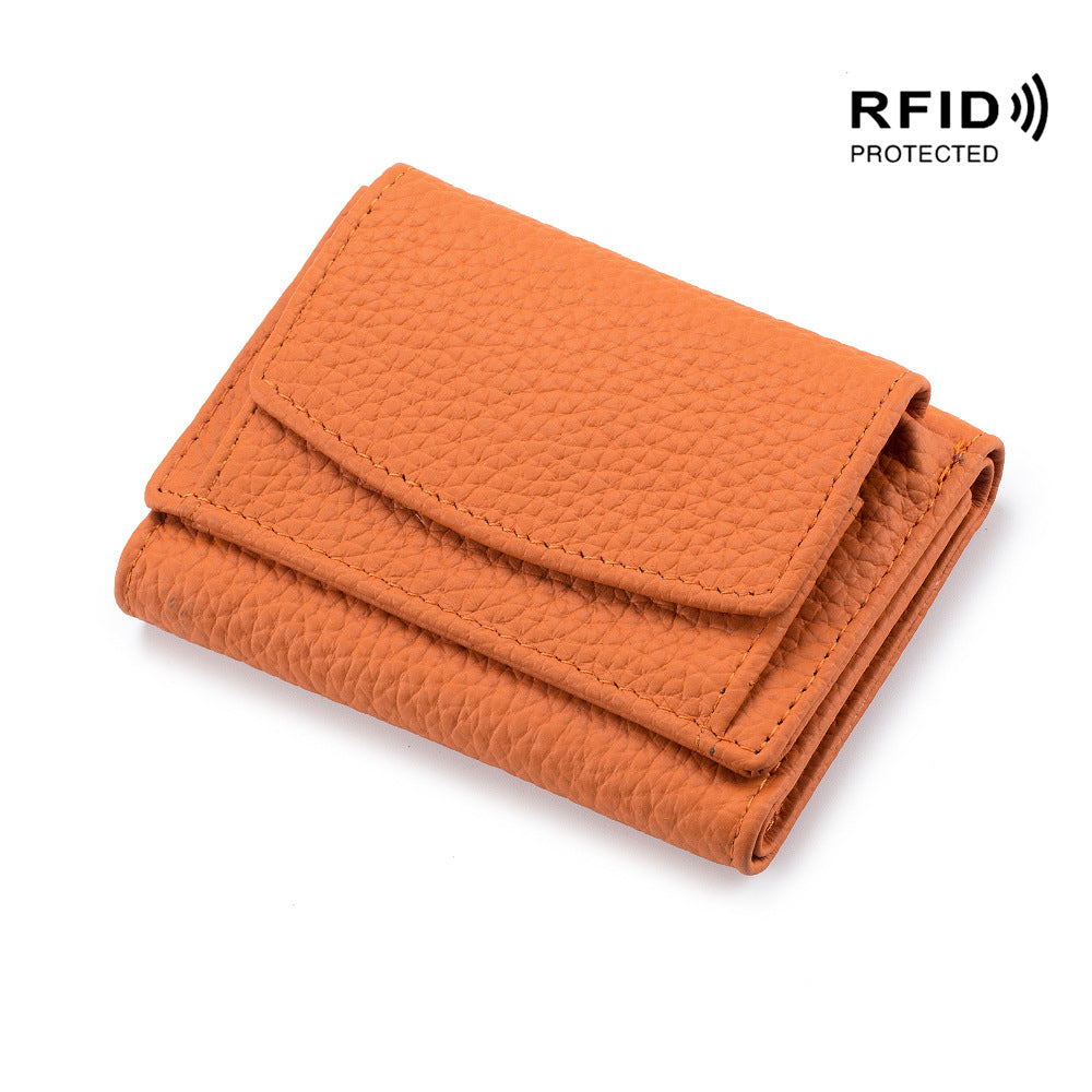 Portefeuille compact unisexe en cuir