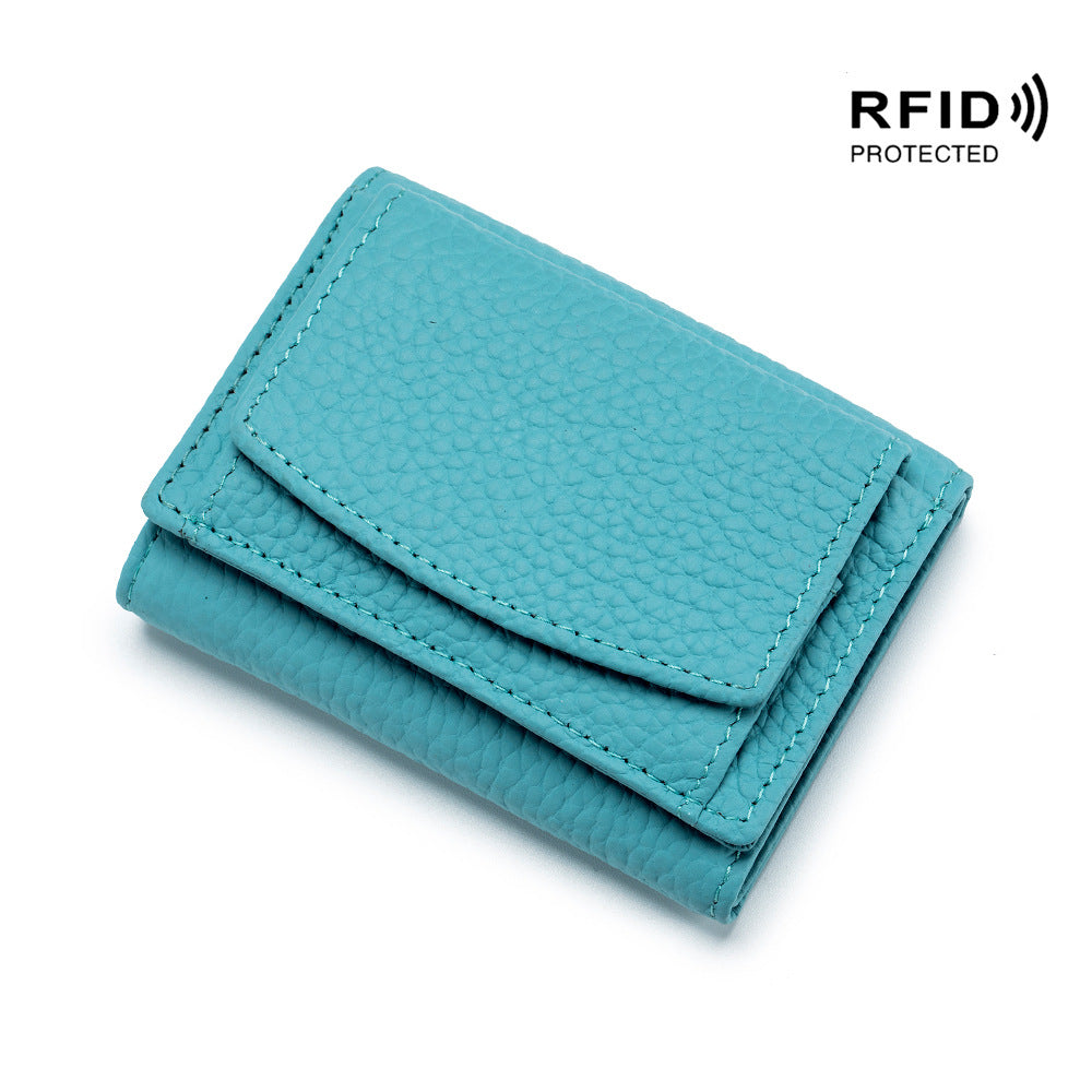 Portefeuille compact unisexe en cuir