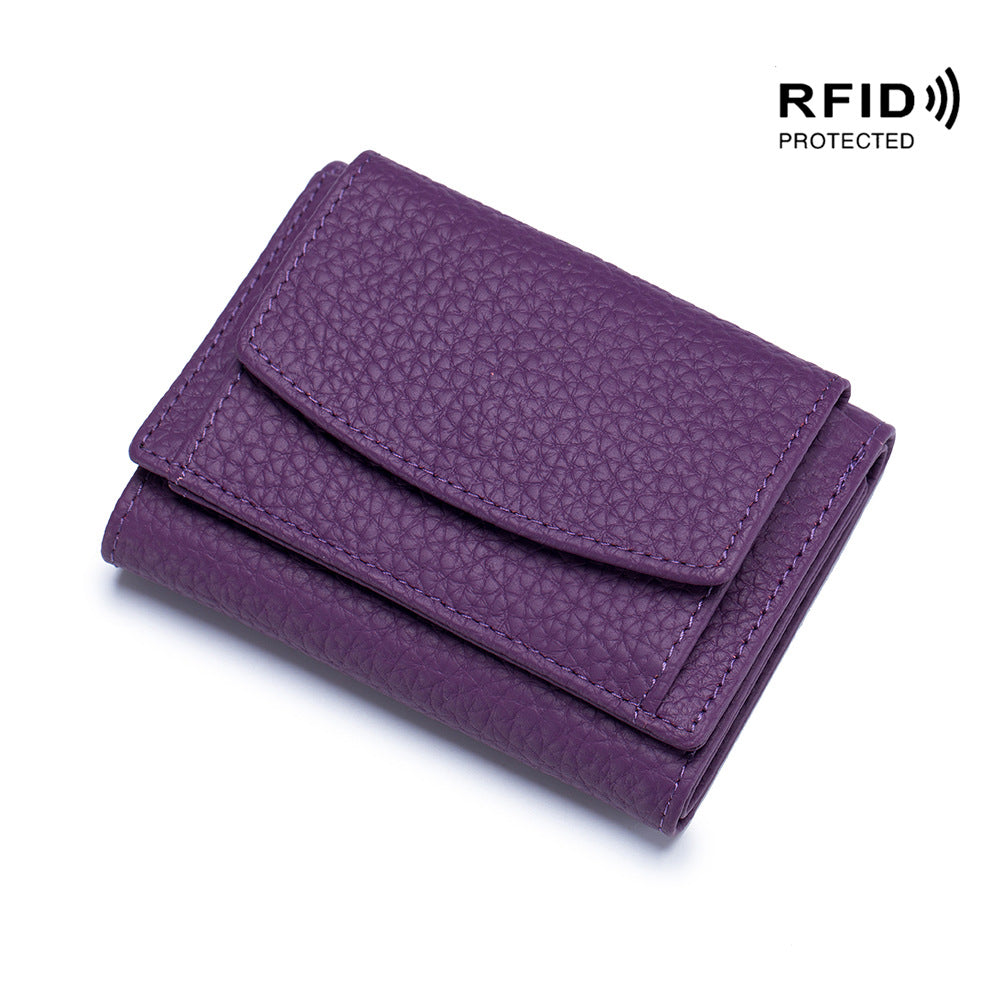 Portefeuille compact unisexe en cuir