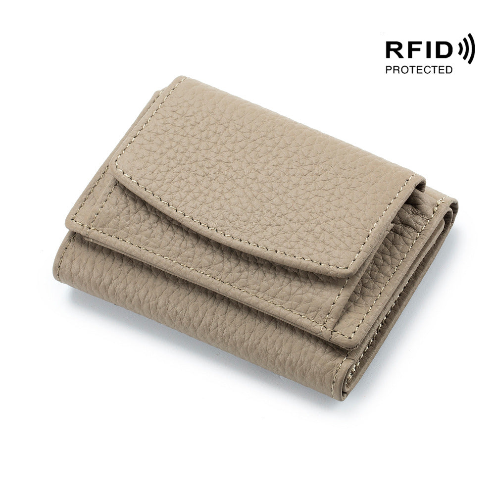 Portefeuille compact unisexe en cuir