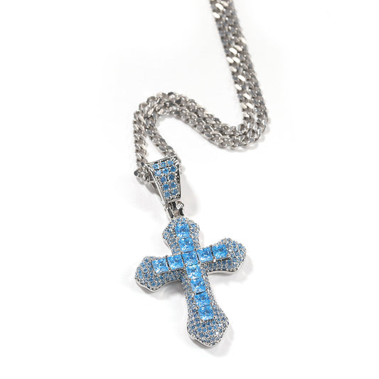 Zircon Kreuz Halskette aus Edelstahl
