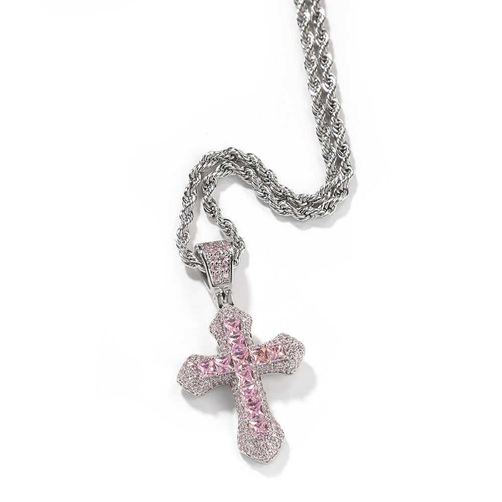 Zircon Kreuz Halskette aus Edelstahl