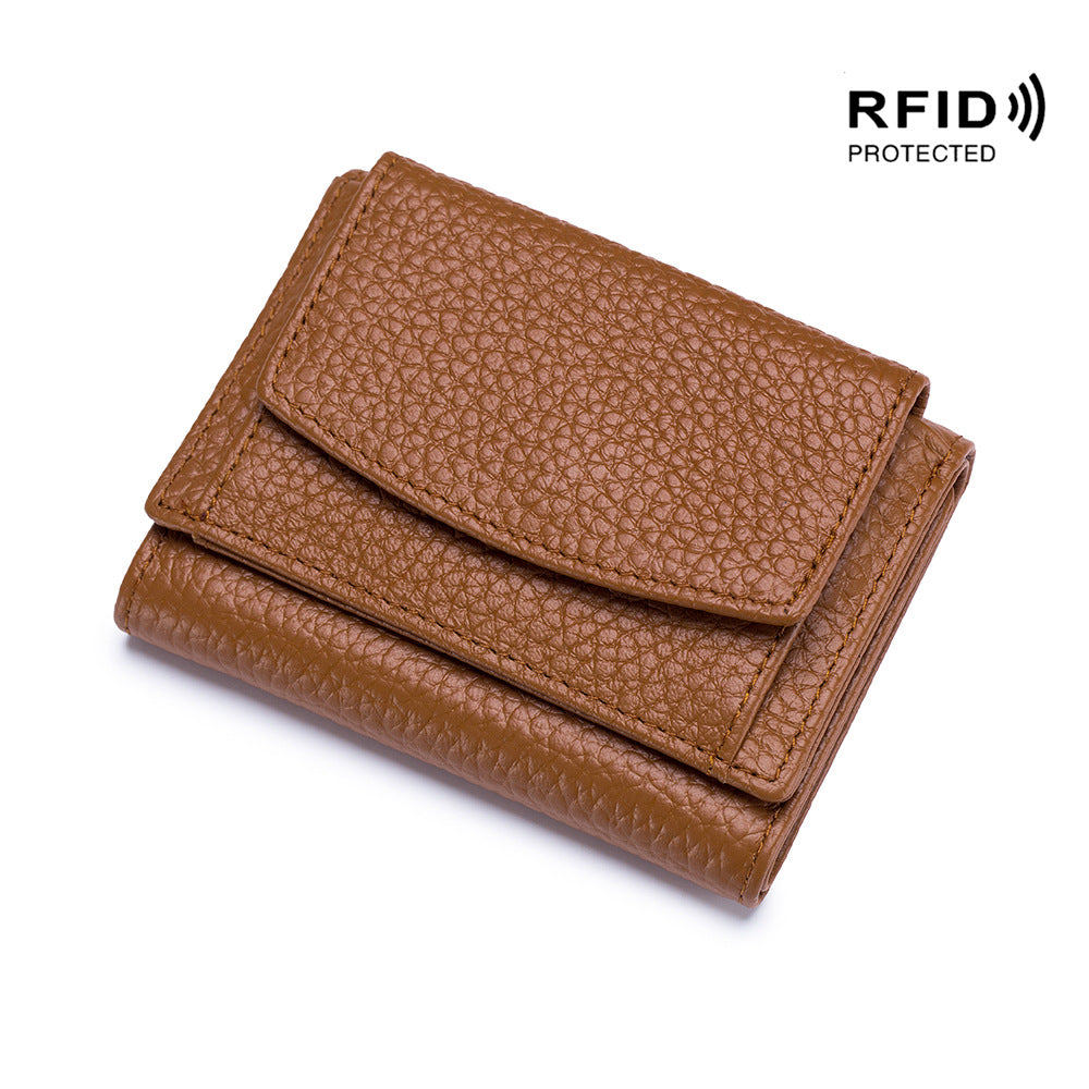 Portefeuille compact unisexe en cuir