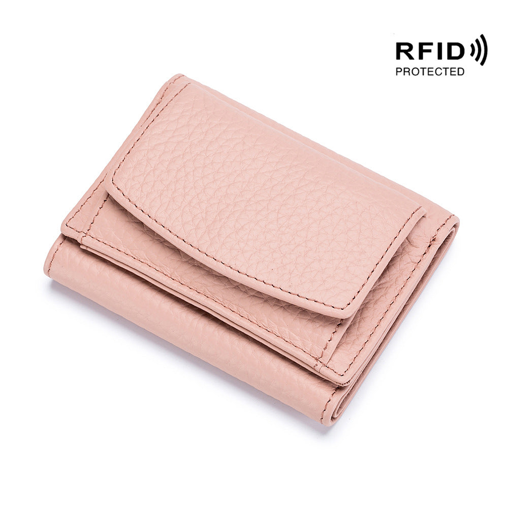 Portefeuille compact unisexe en cuir