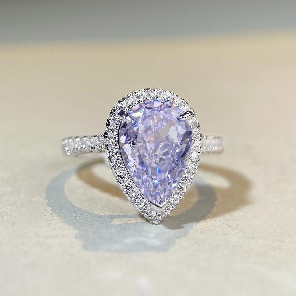 Tropfenförmiger Damenring aus 925 Sterling Silber