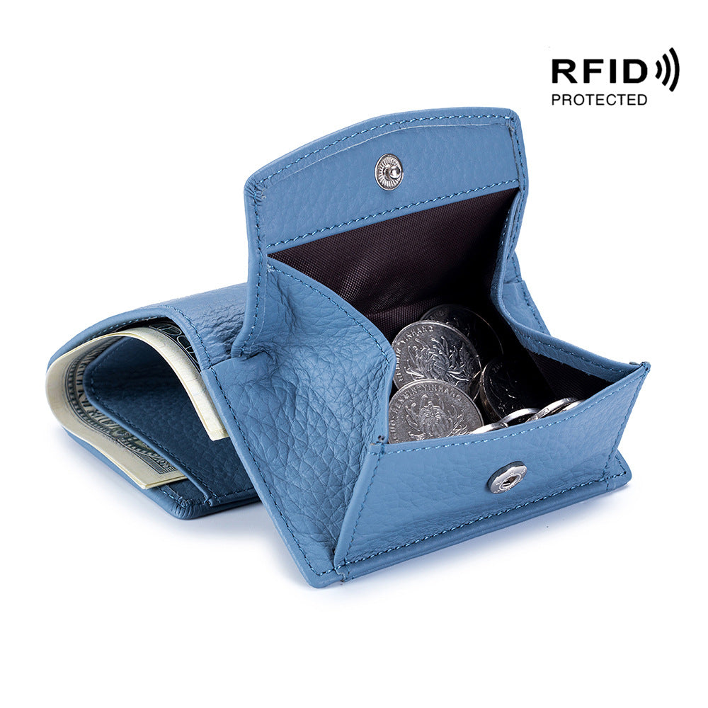 Portefeuille compact unisexe en cuir