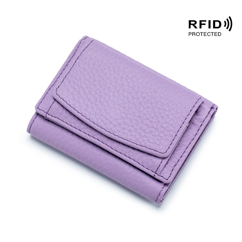 Portefeuille compact unisexe en cuir