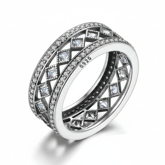 Geometrischer Statement-Ring aus 925 Sterling Silber