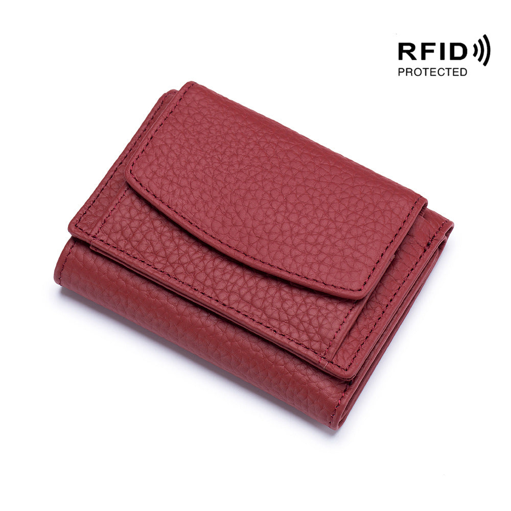 Portefeuille compact unisexe en cuir