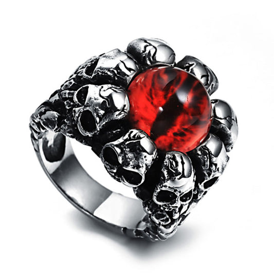 Gothic Herrenring aus 316L Edelstahl mit Totenkopf