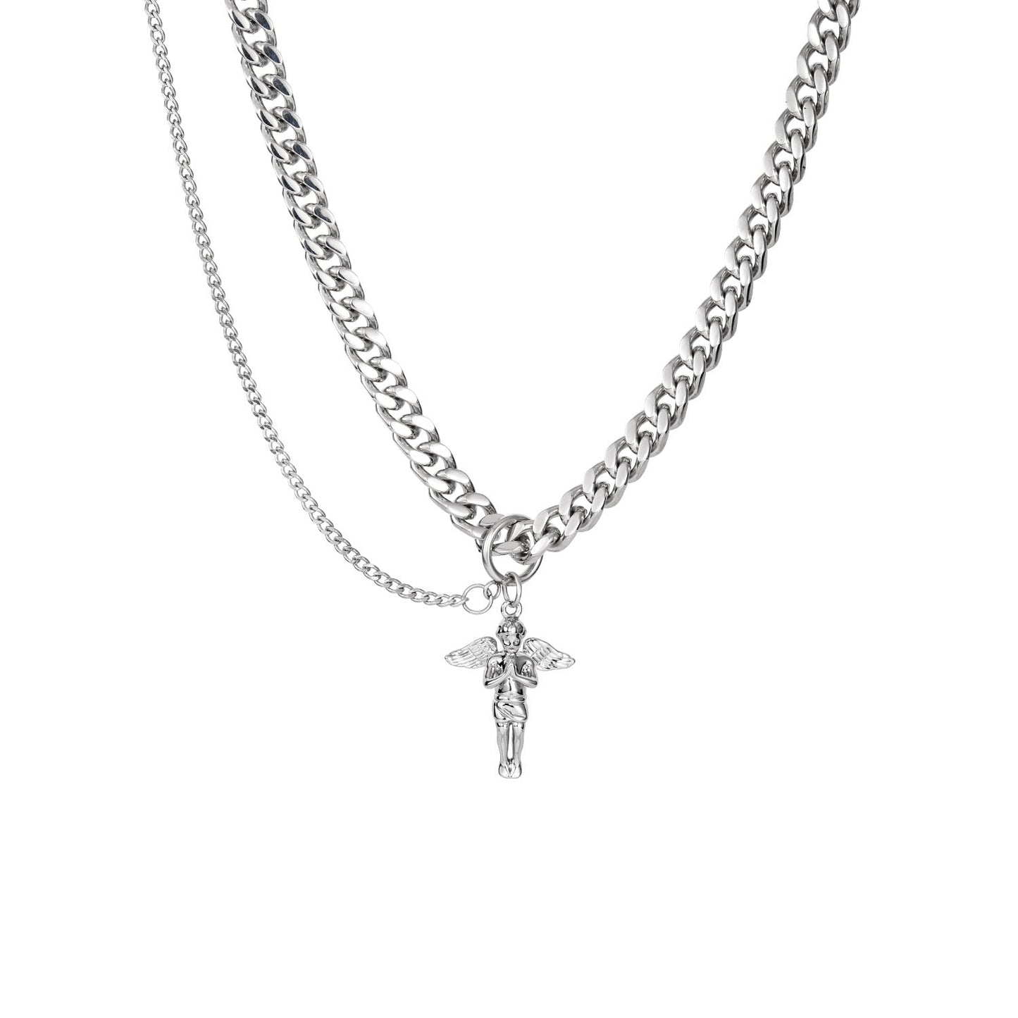 Original Double Layer Star & Angel Halskette aus Titanstahl