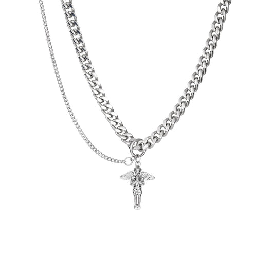 Original Double Layer Star & Angel Halskette aus Titanstahl