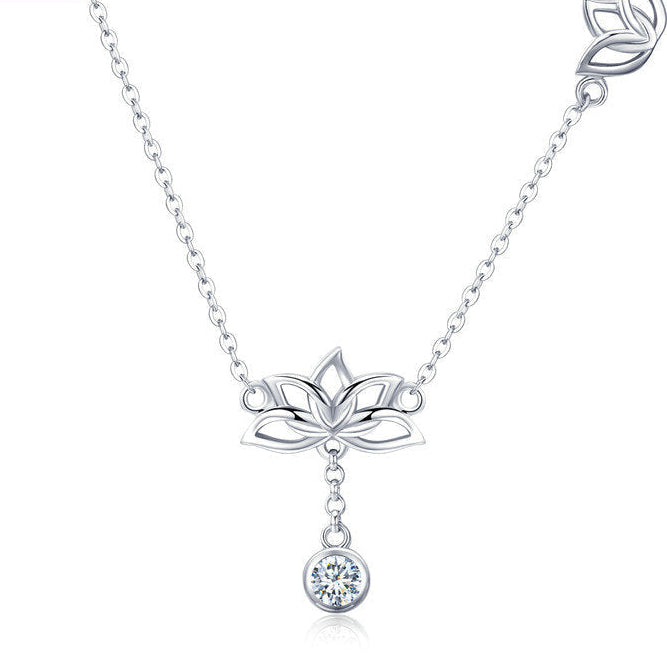 Lotus-Halskette aus S925 Sterlingsilber