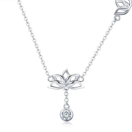 Lotus-Halskette aus S925 Sterlingsilber