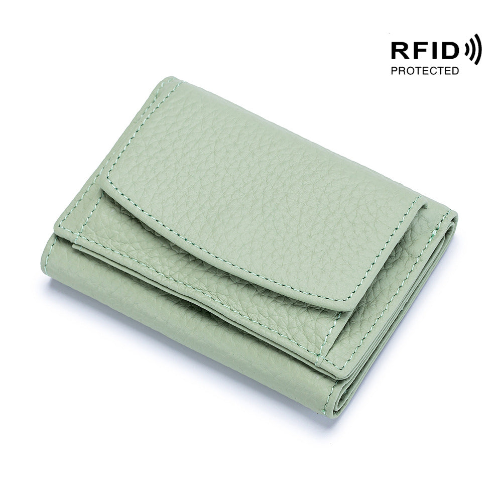 Portefeuille compact unisexe en cuir