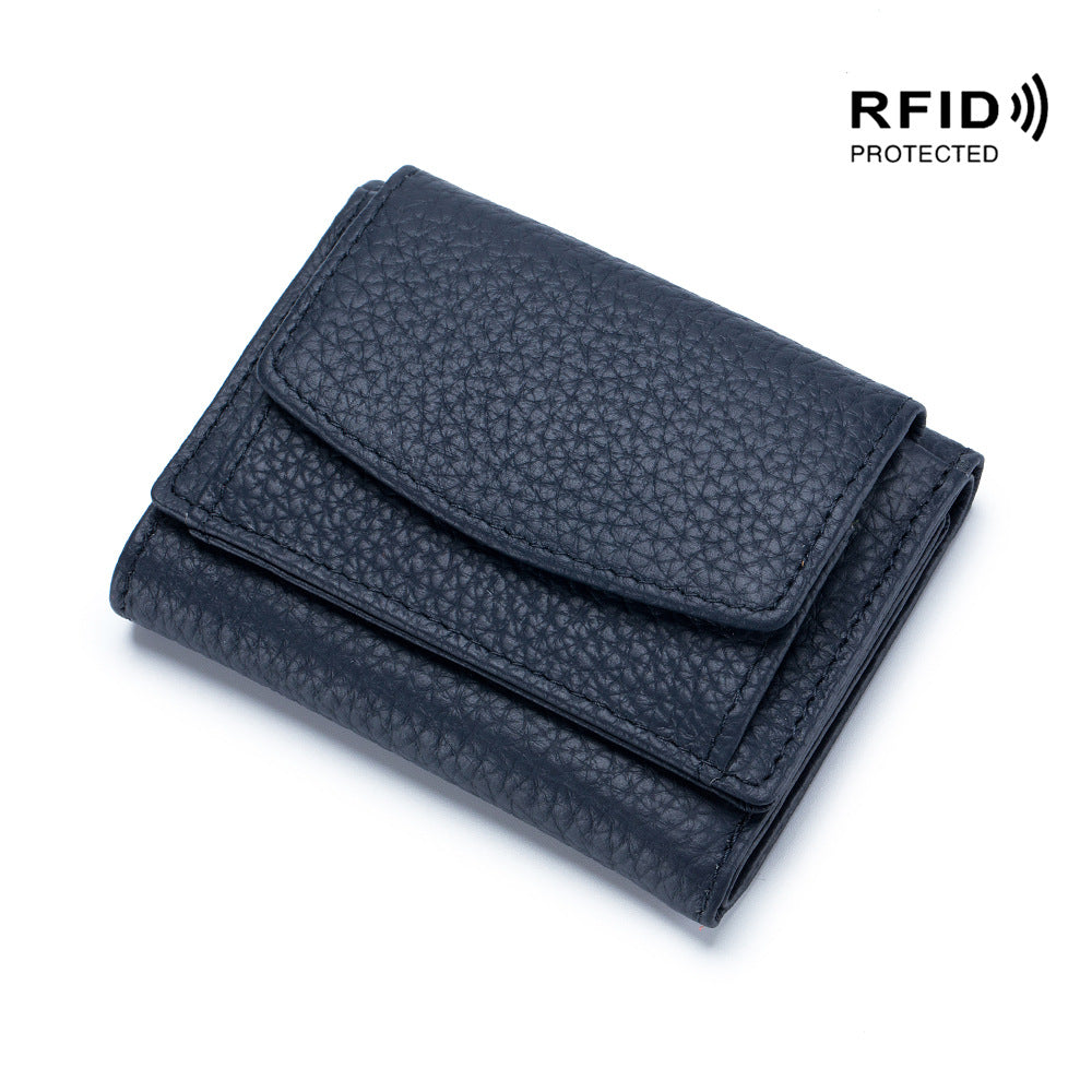 Portefeuille compact unisexe en cuir