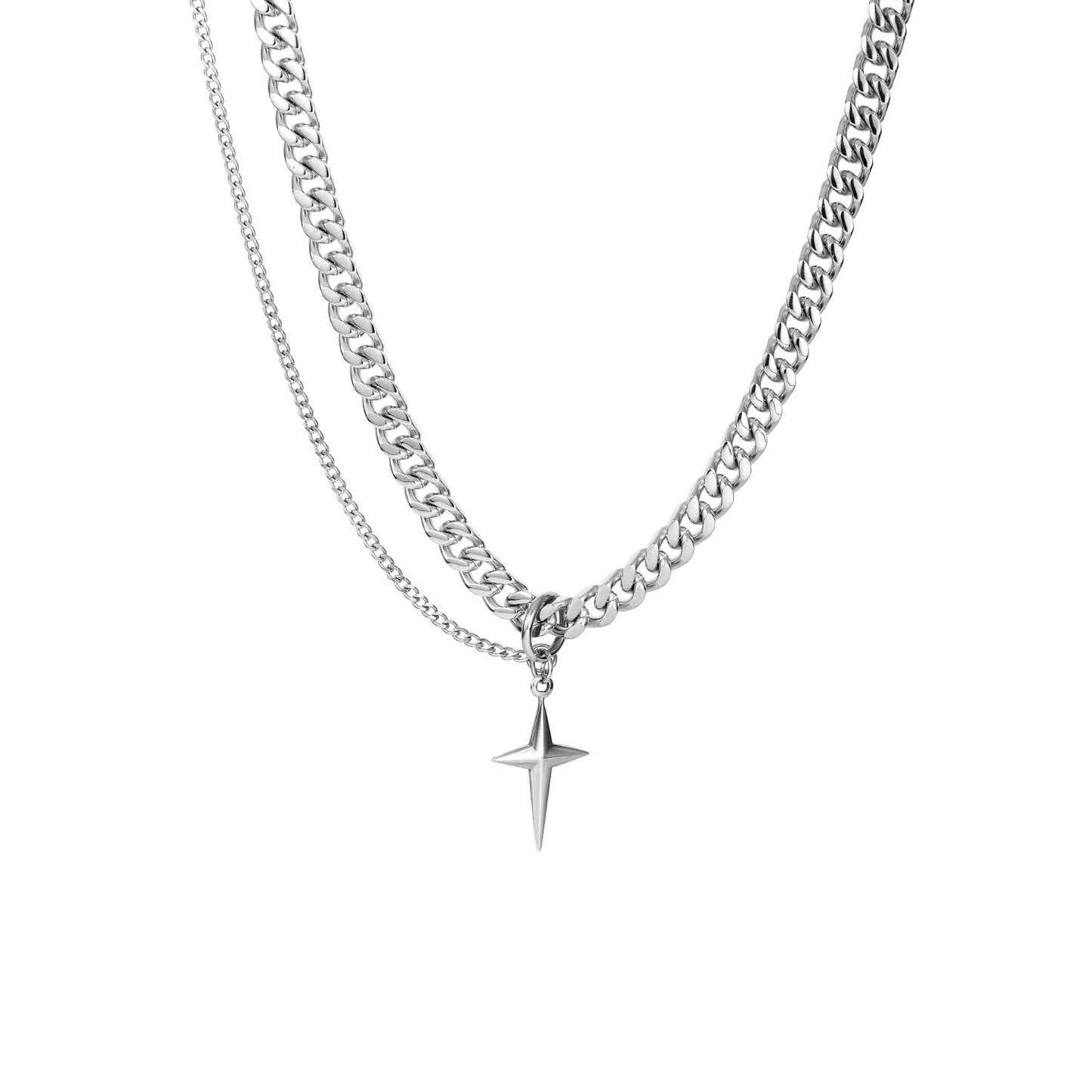 Original Double Layer Star & Angel Halskette aus Titanstahl