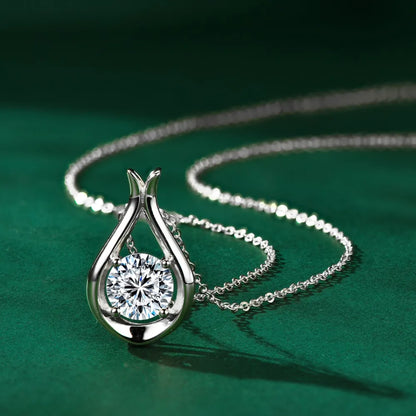 Collana con pendente in moissanite da 2 carati in argento sterling 925